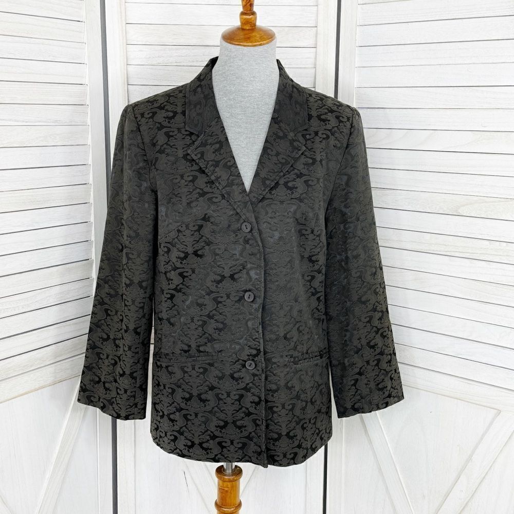 Dialogue Gothic Damask Brocade Blazer Jacket Grey Black 10 Dark Academia